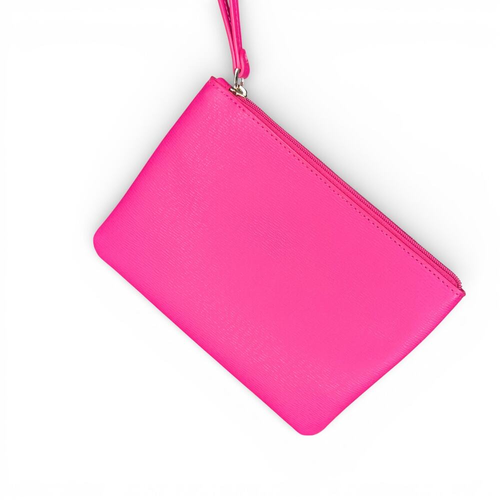 KATE SPADE Keaton Pouch Wristlet Magenta Pink New York Textured PVC Clutch Bag - Picture 3 of 8